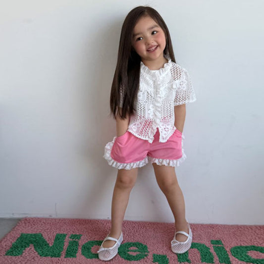 Mesh Ruffle Shorts Korean toddler shorts in black made in Korea