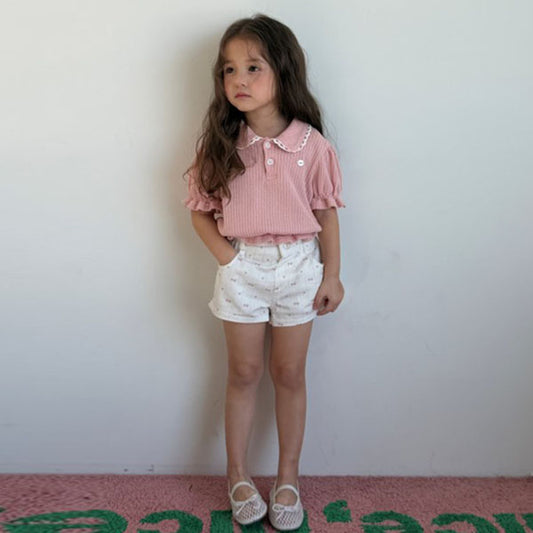 Elly Ribbon Shorts Korean toddler shorts in ivory made in Korea
