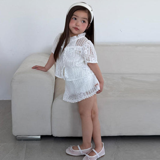 Rosie Crochet Skirt Korean toddler skirt in ivory made in Korea