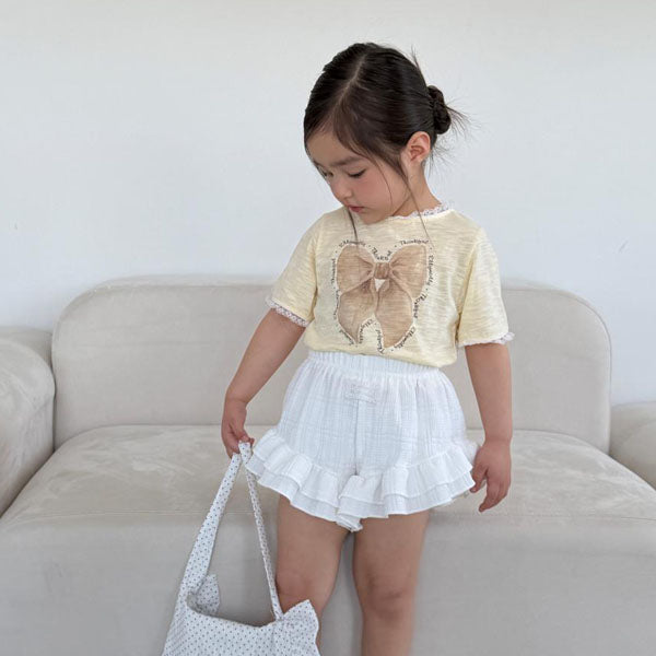 Slub Ribbon Tee Korean toddler t-shirt in white made in Korea