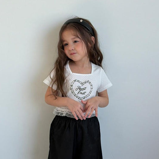Powder Lace Tee Korean toddler t-shirt in ivory made in Korea