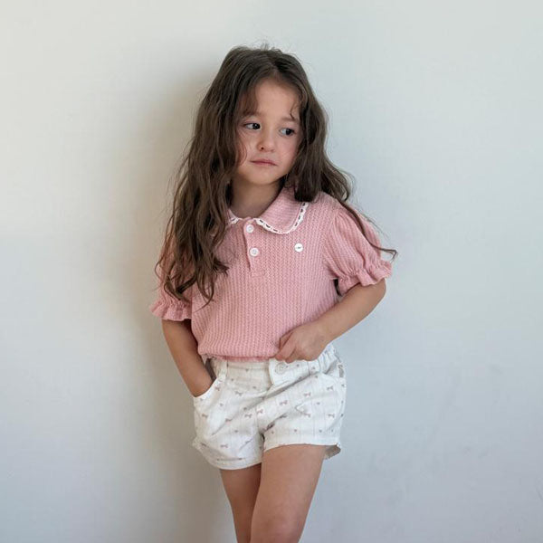 Atelier Puff Collar Tee Korean toddler t-shirt in pink made in Korea