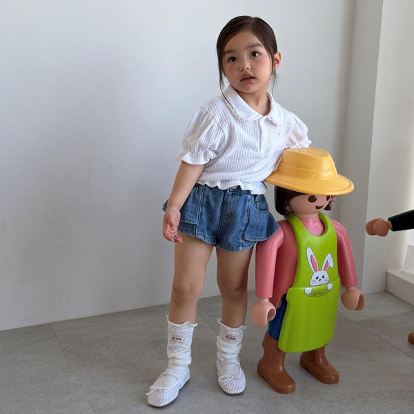 Celebrity Ruffle Pants Korean toddler pants in denim made in Korea