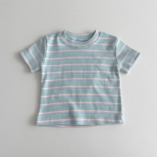 Short Sleeve Long Tee Korean infant t-shirt in stripe made in Korea