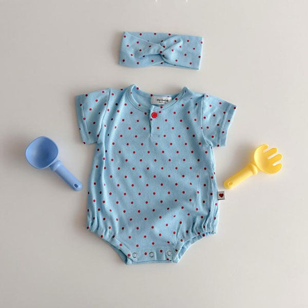 Color Block Placket Bodysuit Korean infant bodysuit in dot made in Korea