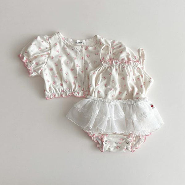 Cardigan Bodysuit Set Korean infant set in dot made in Korea