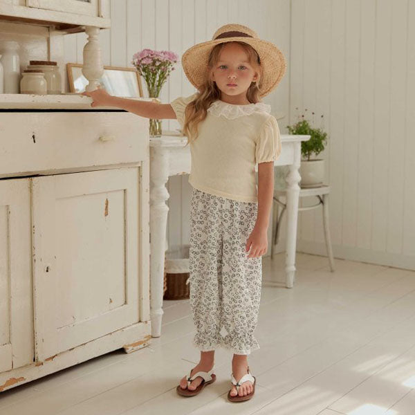 Egg Flower Pants Korean toddler pants in ivory made in Korea