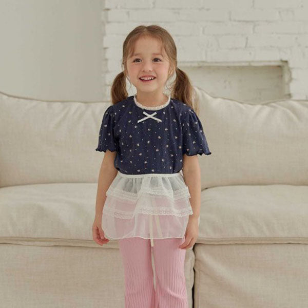 May Flower Tee Korean toddler t-shirt in ivory made in Korea