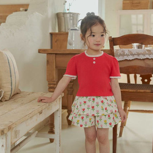 Soft Lace Tee Korean toddler t-shirt in green made in Korea