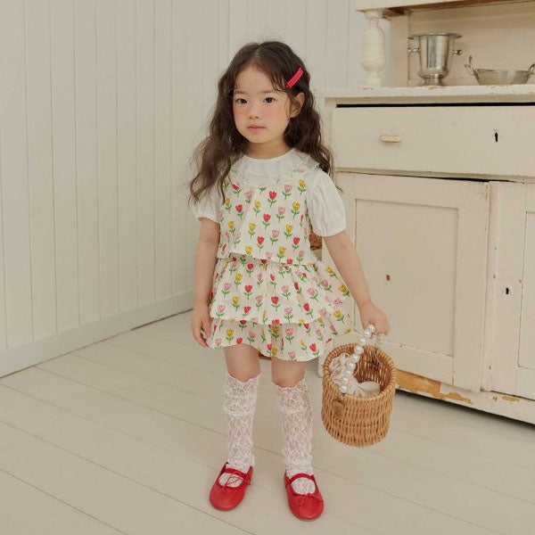 Mimi Skort Korean toddler skort in tulip floral made in Korea