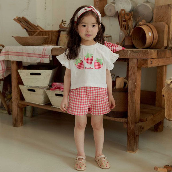 Check Heart Pants Korean toddler pants in red made in Korea