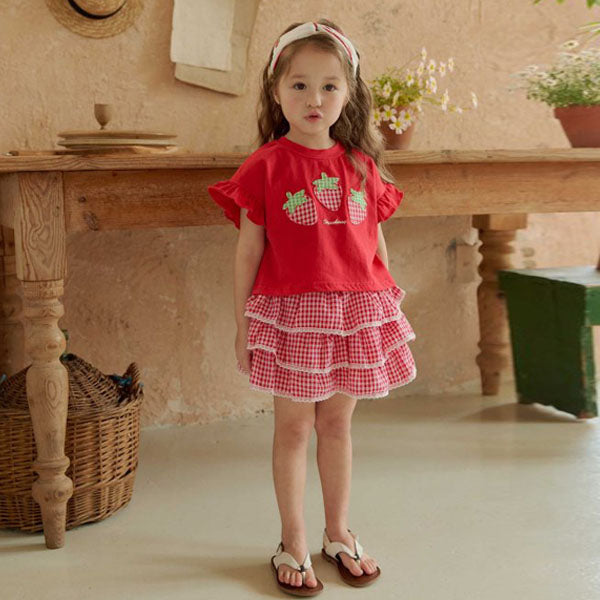 Check Tiered Pants Korean toddler pants in red made in Korea