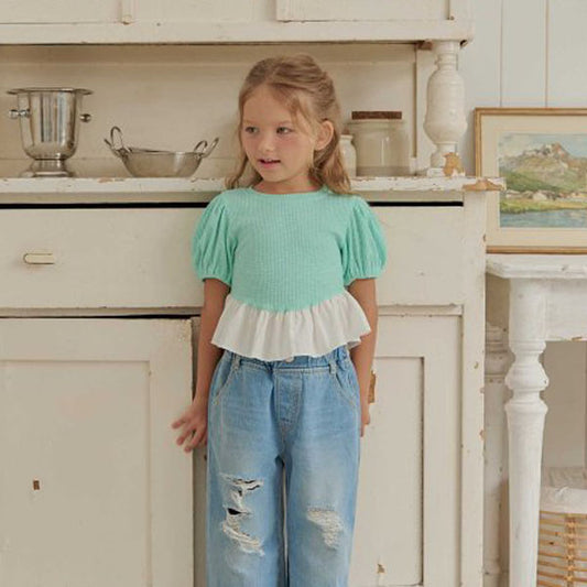 Maple Color-Block Tee Korean toddler t-shirt in pink made in Korea