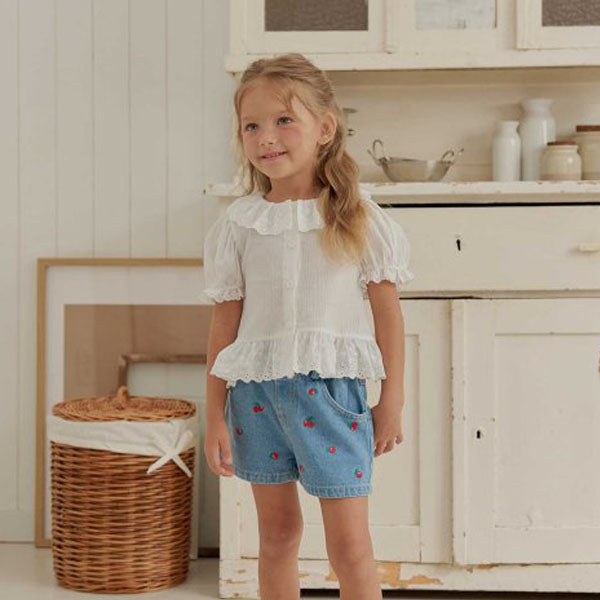 Natural Puff Blouse Korean toddler blouse in ivory made in Korea