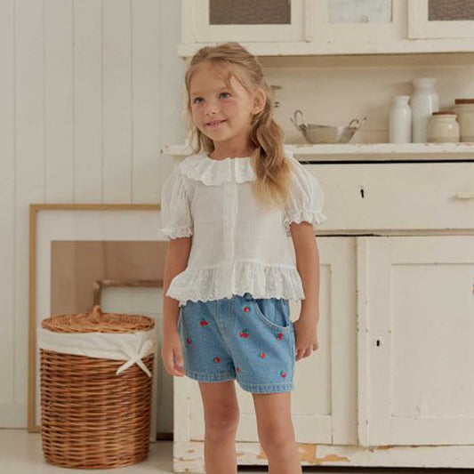 Natural Puff Blouse Korean toddler blouse in ivory made in Korea