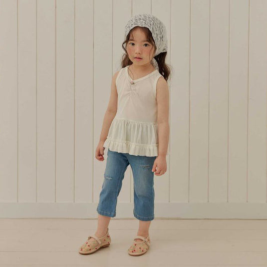 Capri Denim Pants Korean toddler pants in deep blue made in Korea