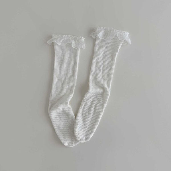 Ellie Ruffle Socks Korean kids accessory in ivory made in Korea
