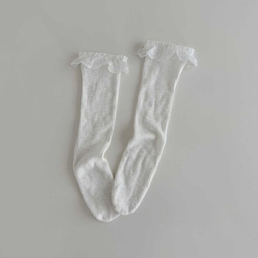 Ellie Ruffle Socks Korean kids accessory in ivory made in Korea