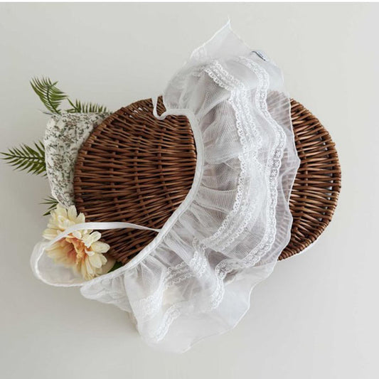 Organza Lace Apron Korean kids  in ivory made in Korea