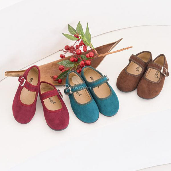 Y953 Berry Cheshire Flats Korean infant shoes in brown made in Korea