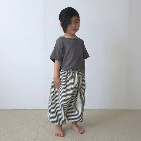 Stripe Sausage Pleated Pants Korean toddler pants in red made in Korea
