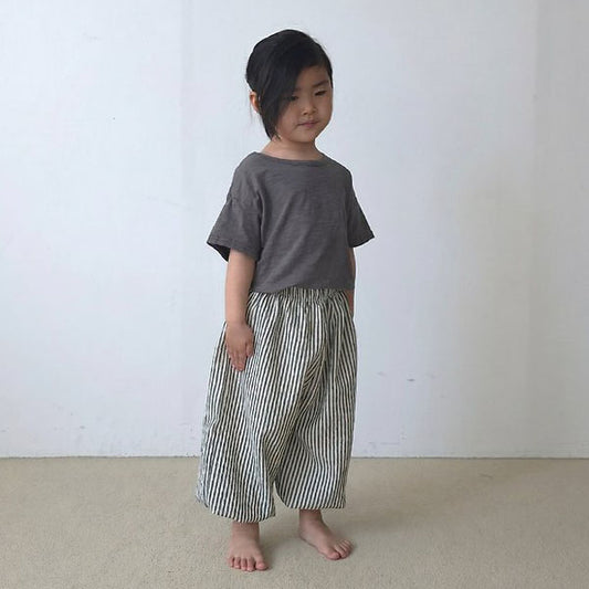 Stripe Sausage Pleated Pants Korean toddler pants in red made in Korea