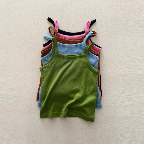 Soft Cami Korean toddler tank top in olive made in Korea