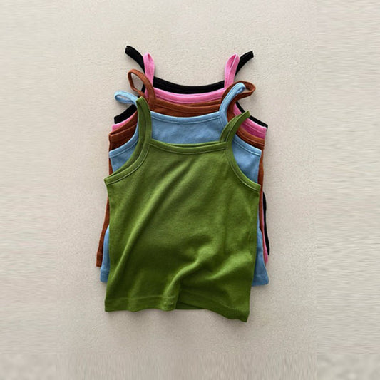 Soft Cami Korean toddler tank top in olive made in Korea
