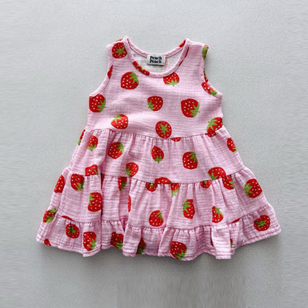 Strawberry Dress Korean toddler dress in cream made in Korea