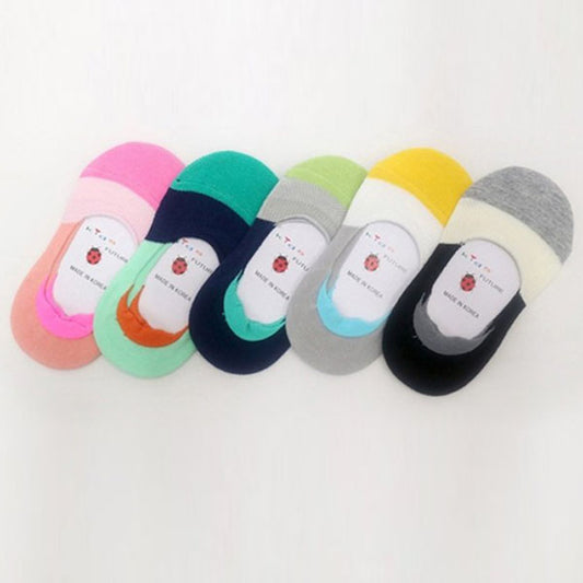 Two-Tone No-Show Socks Korean toddler accessory in 5-piece set made in Korea
