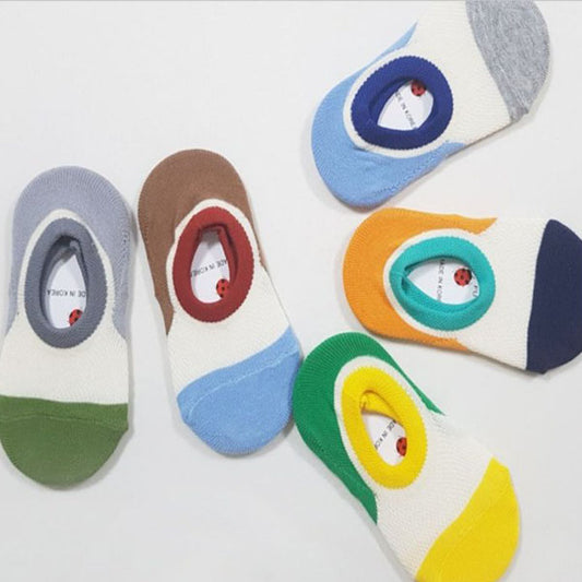 Three-Tone No-Show Socks Korean toddler accessory in 5-piece set made in Korea