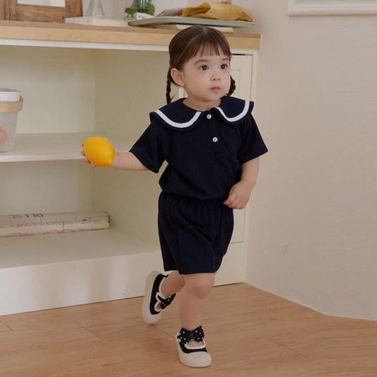 Adele Sailor Set Korean infant set in navy made in Korea