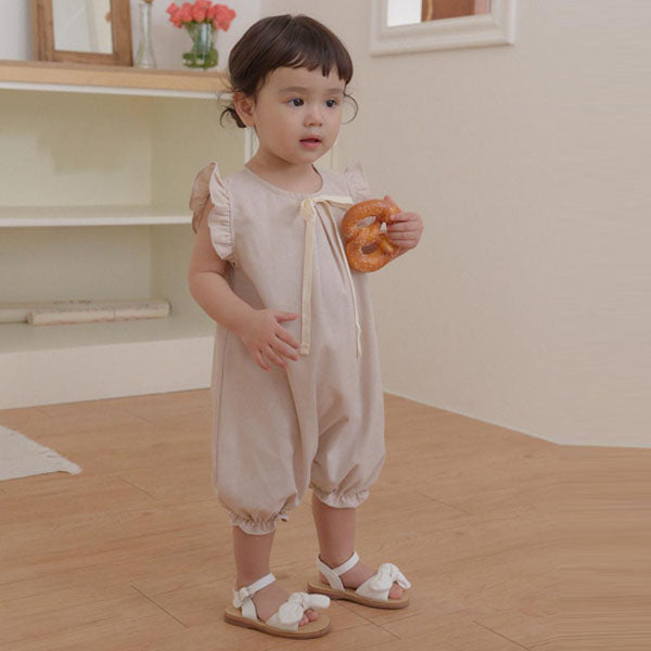 B Kiell Bow Bodysuit Korean infant bodysuit in deep beige made in Korea