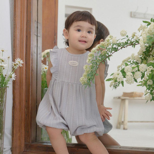 B Chloe Flutter Sleeve Bodysuit Korean infant bodysuit in sky blue made in Korea