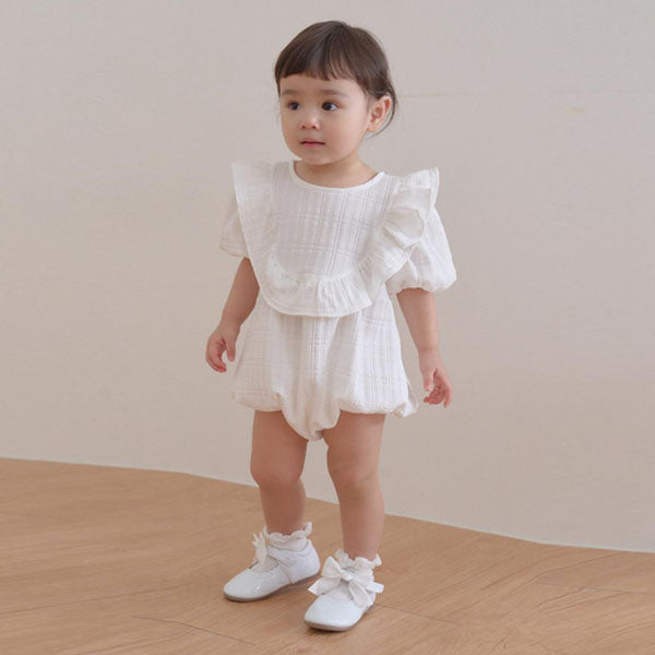 B Mona Bodysuit Korean infant bodysuit in white made in Korea