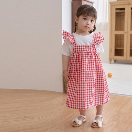 Arum Check Dress Korean infant dress in black made in Korea