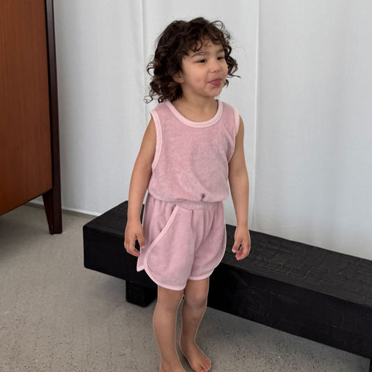 Soft Terry Set Korean toddler set in pink made in Korea