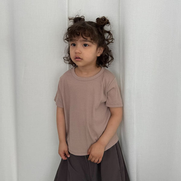 Tori Ribbed Short Sleeve Tee Korean toddler t-shirt in gray made in Korea