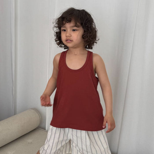 Mango Single Tank Top Korean toddler tank top in ivory made in Korea