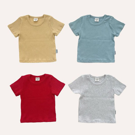 Marshmallow Tee Korean infant t-shirt in light heather made in Korea