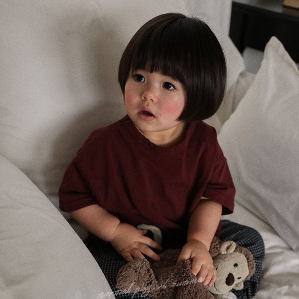 Bio-Washed Short Sleeve Tee Korean infant t-shirt in ivory made in Korea