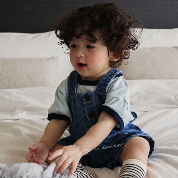 Poppy Denim Overalls Korean infant overall in blue denim made in Korea