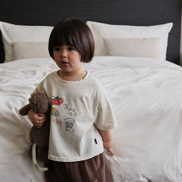 Egg Short Sleeve Tee Korean infant t-shirt in vanilla made in Korea