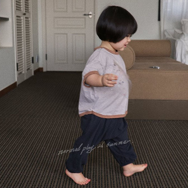 Robin Cooling Jogger Pants Korean infant pants in white melange made in Korea