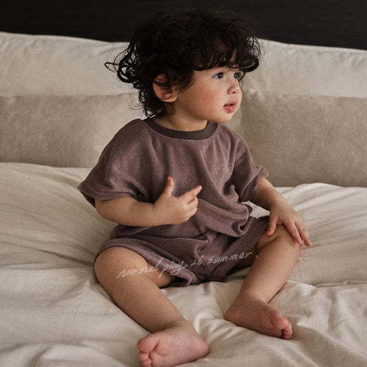 Terry 4-Length Pants Korean infant pants in heather made in Korea