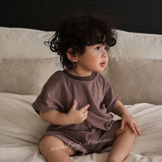 Terry Oversized Tee Korean infant t-shirt in heather made in Korea