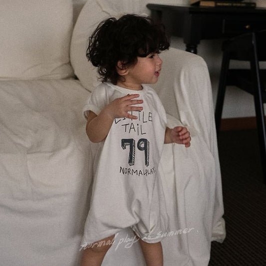 79 Tail Baby Bodysuit Korean infant bodysuit in ivory made in Korea
