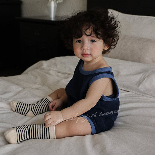 NP Terry Sleeveless Tee Korean infant t-shirt in navy made in Korea