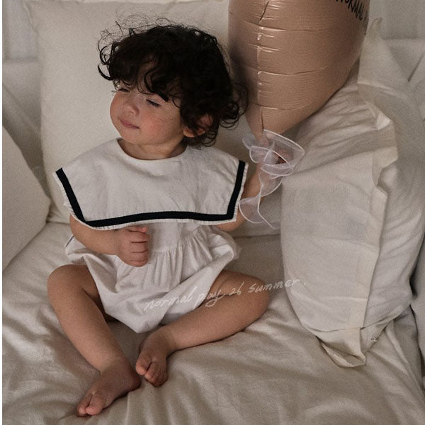 Marine Baby Bodysuit Korean infant bodysuit in ivory made in Korea
