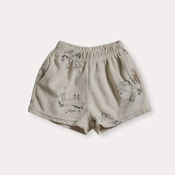 Pony Allover 3-Length Pants Korean infant pants in ivory made in Korea